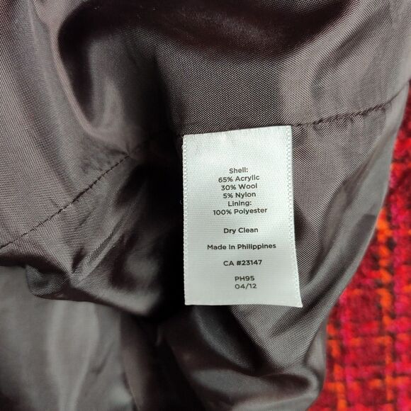 Talbots Petites Tweed Blazer Women's 6P Red/Orange Double-Breasted Wool Blend - Picture 8 of 9